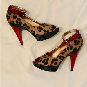 J-Lo Red, Black, and Leopard High Heel Shoes